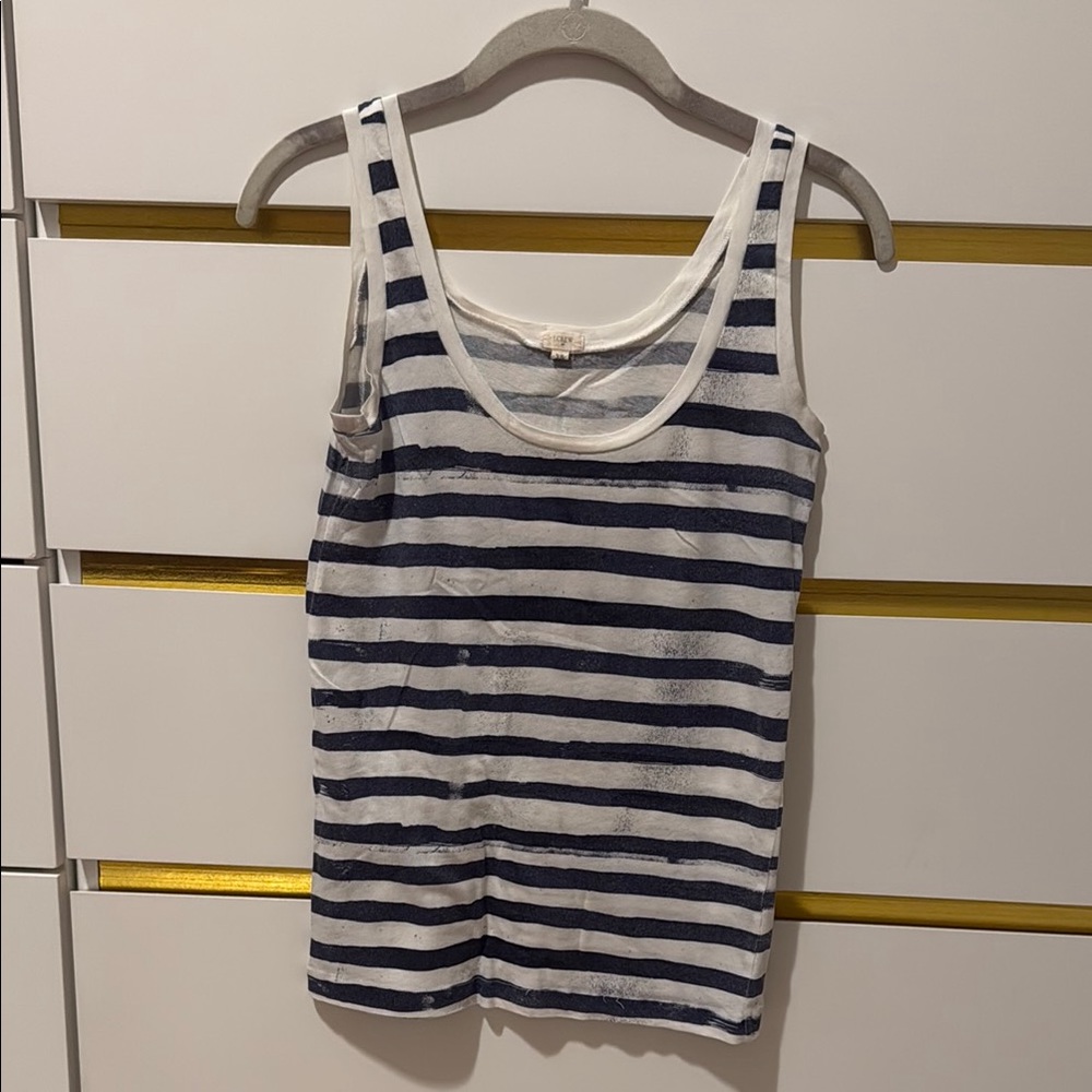 J Crew Navy and White Striped Tank Top - Size XS